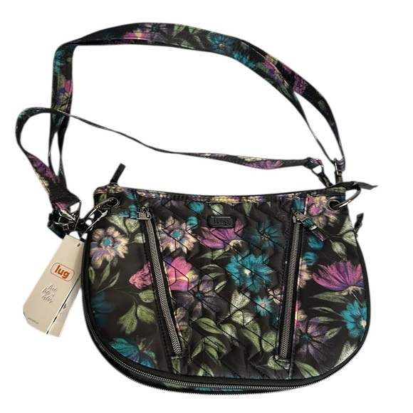 Lug Swivel-Bloom Black RFID Convertible Crossbody Shoulder Bag Expandible NWT - Picture 4 of 15